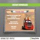 Cars Mack 7x5 in. Birthday Party Invitation with FREE editable Thank you Card
